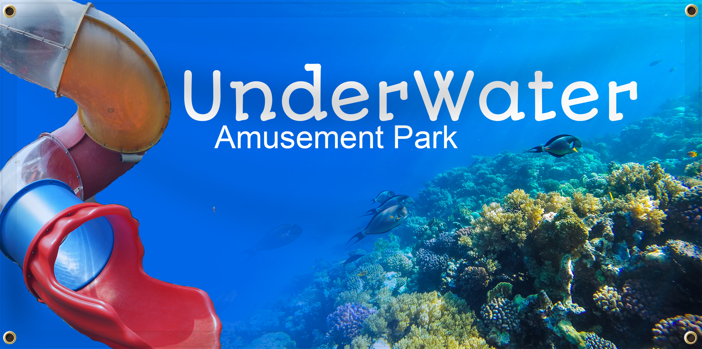 Custom underwater amusement park banner