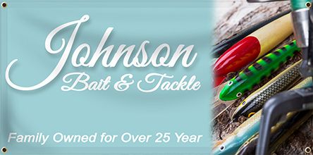 Custom bait and tackle banner