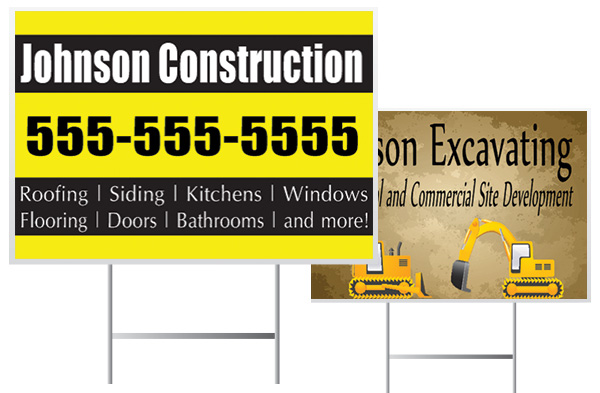 two construction yard signs next to each other.
