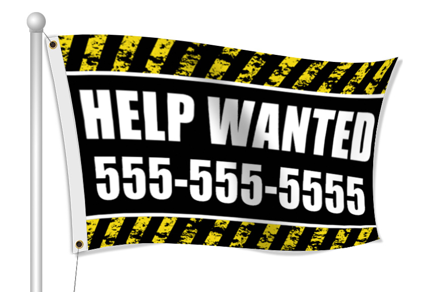 Custom Help wanted fabric flags