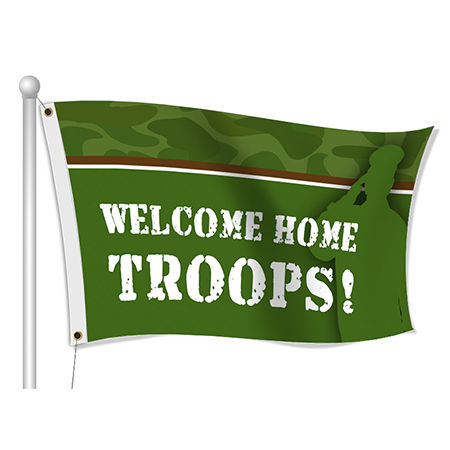 welcome home troops flag | Banners.com
